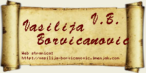 Vasilija Borvičanović vizit kartica